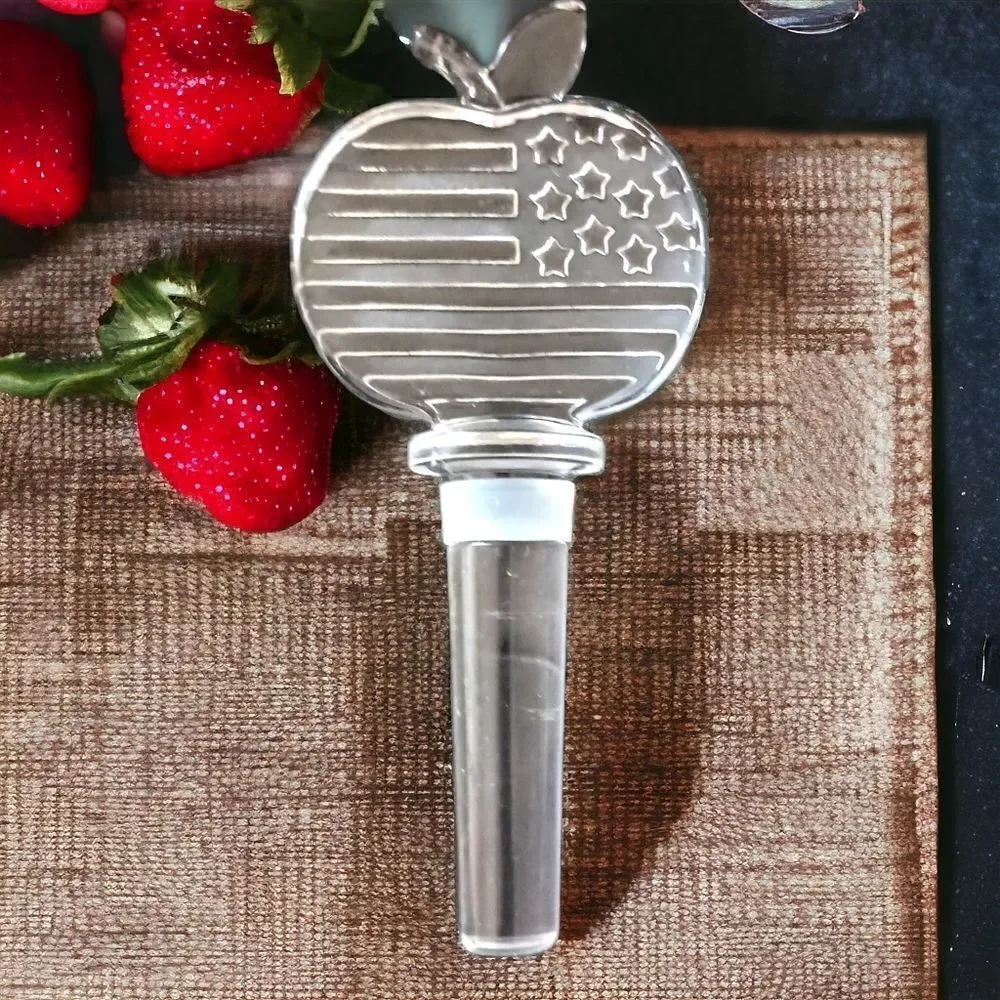 Mikasa Patriotic Crystal Wine Bottle Stopper Apple Stars & Stripes American Flag